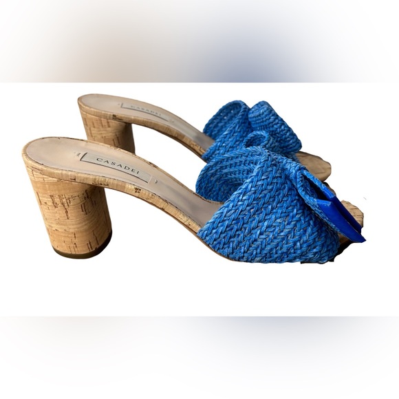 CASADEI Blue Raffia Sandle Mules, Size 40. Italian Made. Leather. EUC! - Picture 2 of 10